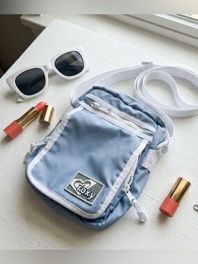 Vintage Roxy Y2K Blue Mini Crossbody Messenger Bag